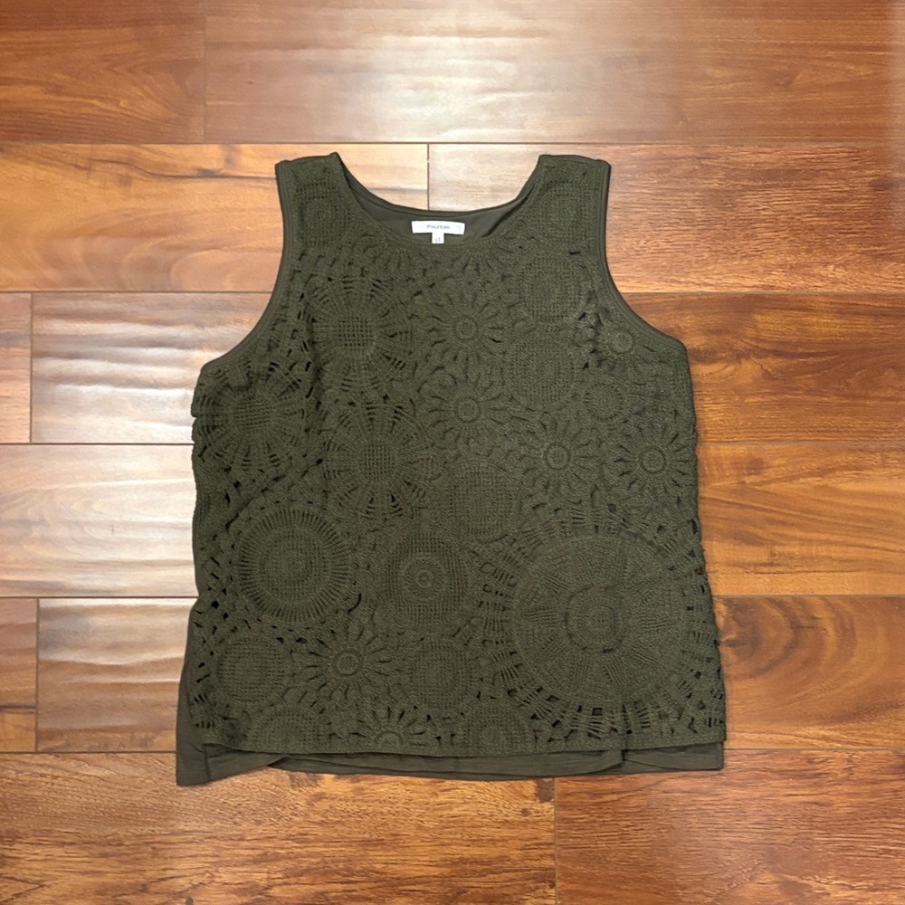 Maurices Olive Crochet Tank Top, Size Large - Picture 2 of 8